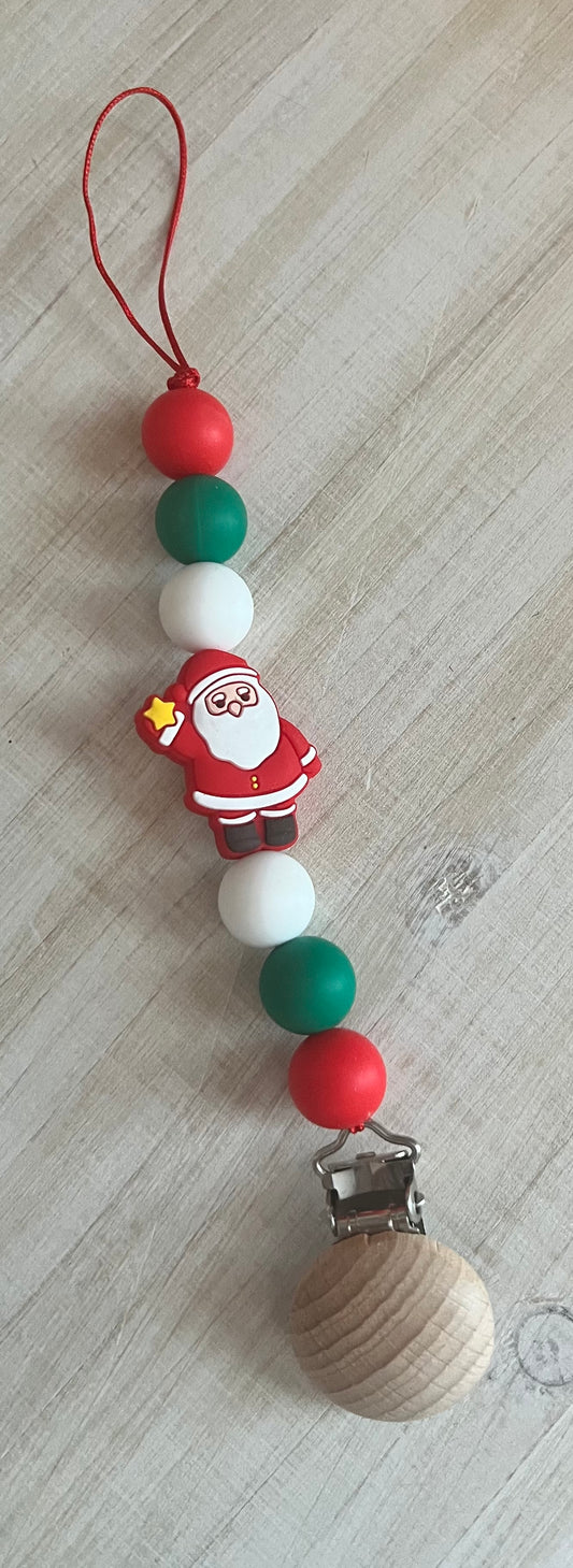 Santa pacifier clip