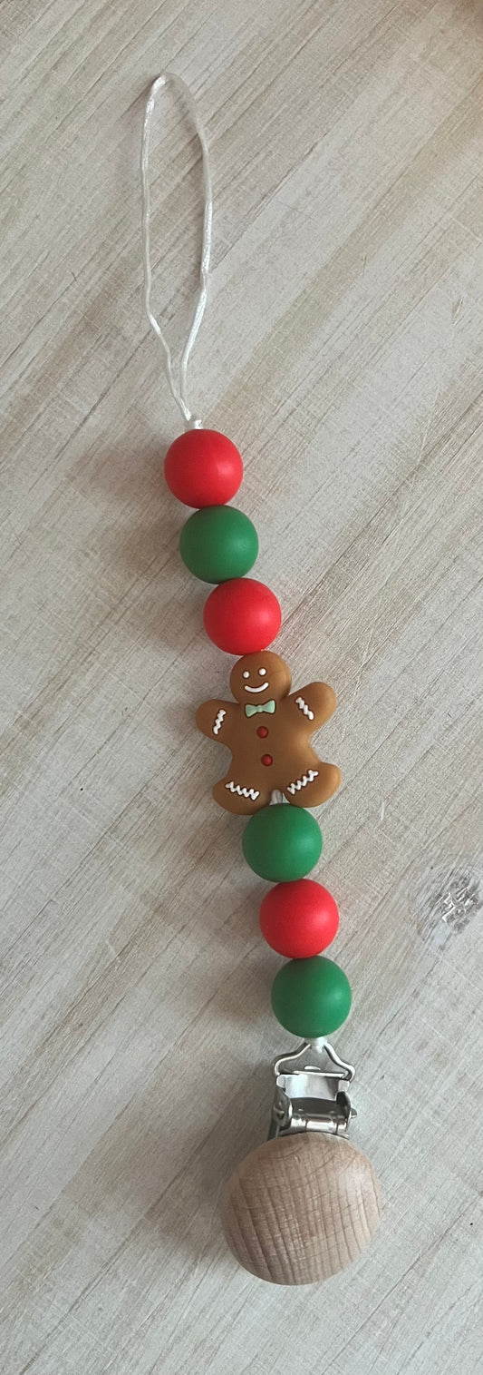 Gingerbread pacifier clip