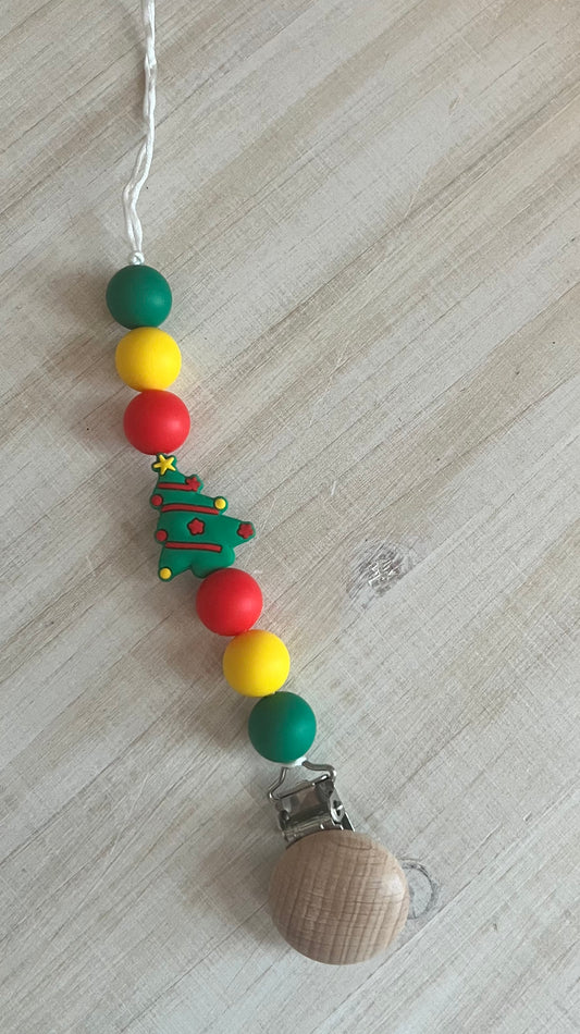 Christmas tree pacifier clip